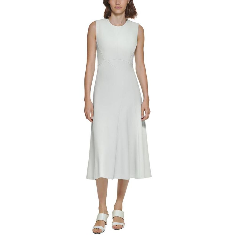 Calvin Klein Womens Ivory Knit Seamed Wedding Midi Dress NWOT